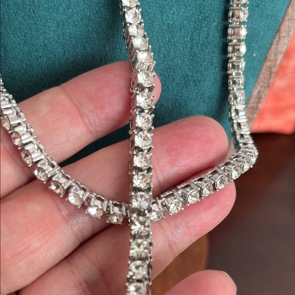 Elegant Silver 4mm AAA CZ Necklace &5mm AAA CZ Bracelet 18”necklace& 8”bracelet